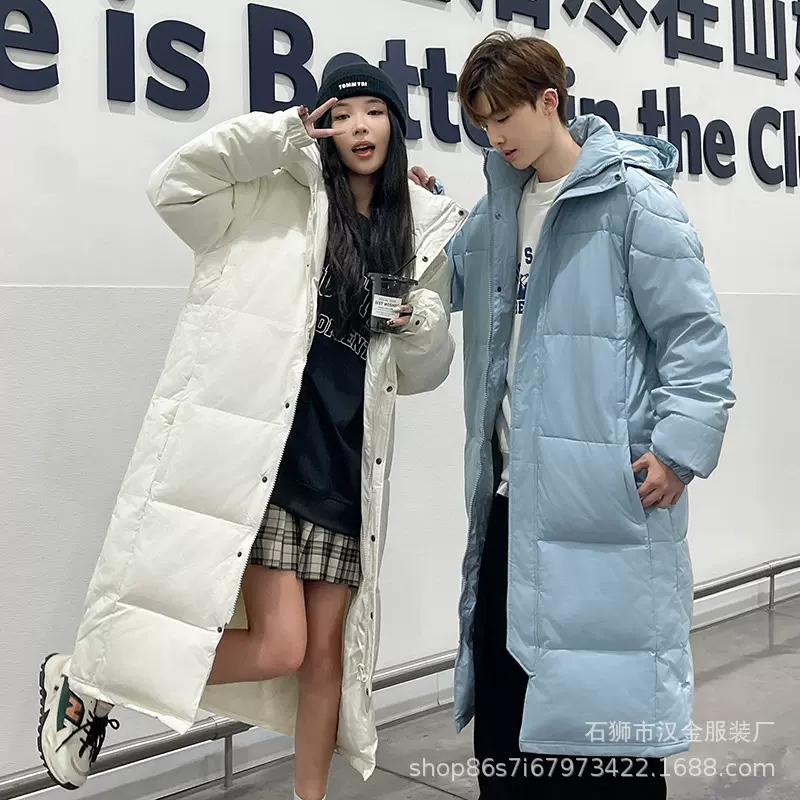 新款羽绒服男款冬季情侣长款加厚宽松休闲过膝保暖外套