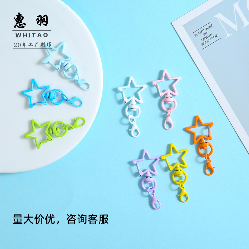 Candy color five-pointed star snap buckle hanging small lobster buckle zinc alloy key chain DIY accessories doll jewelry hanging buckle Candy color five-pointed star snap buckle hanging small lobster buckle zinc alloy key chain DIY accessories doll jewelry hanging buckle