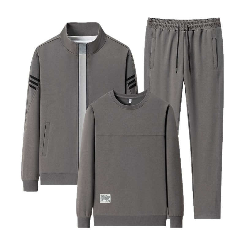 Trajes deportivos transfronterizos de primavera y otoño para hombres 2025 nuevos trajes deportivos casuales chaqueta chaqueta pantalones de tres piezas para hombres moda image 6