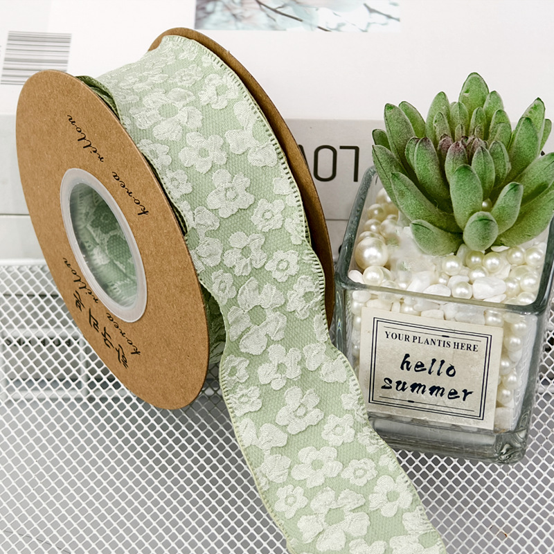 Romántico Camelia flor en relieve cinta de algodón flor ramo embalaje cinta hecha a mano DIY arco