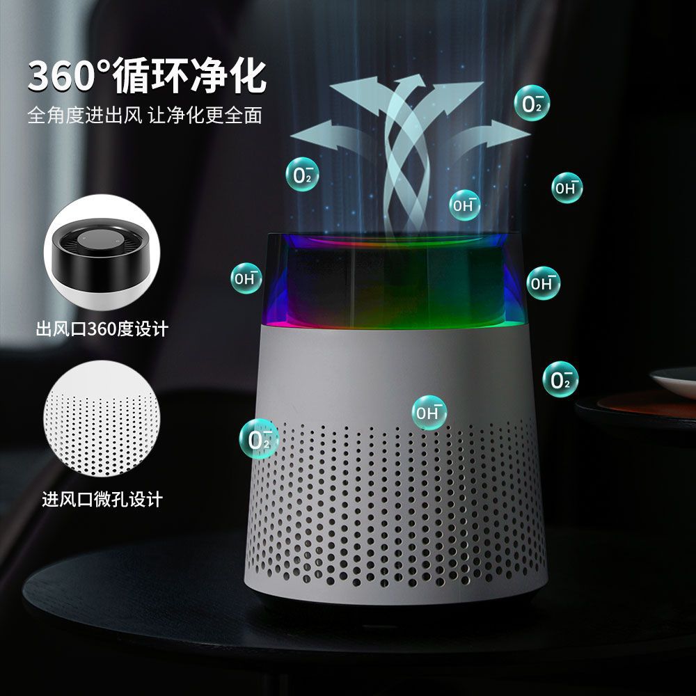 (a20) usb plug-in model-white-desktop purifier-activated carbon filtration and adsorption