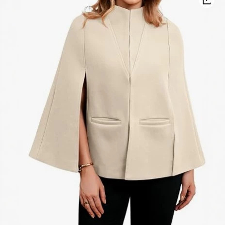 Cross-border 2026 New Women's Cape Coat, Elegant, for Workplace and Casual Wear, Slit Long Sleeves, Autumn Jacket Cross-border 2026 New Women's Cape Coat, Elegant, for Workplace and Casual Wear, Slit Long Sleeves, Autumn Jacket