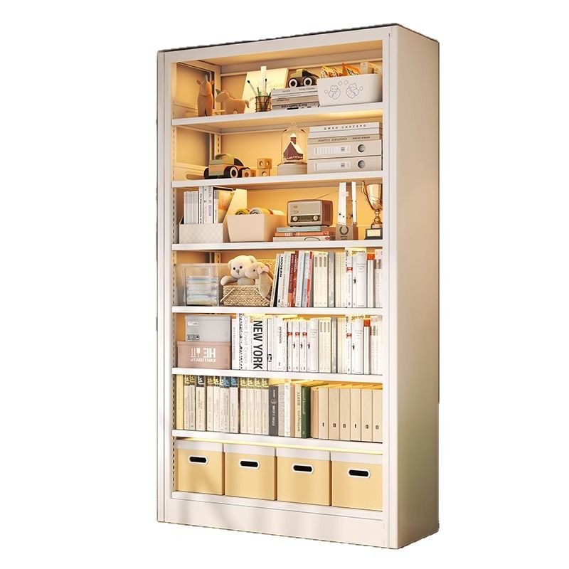 Biblioteca para el hogar Estantería de acero Sala de estar Sala de estudio Estantería de piso a techo de varios pisos Estante de almacenamiento de libros ilustrados para niños contra la pared