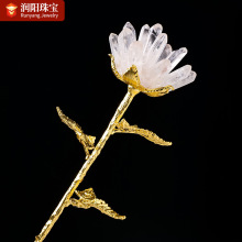 天然白水晶单晶体玫瑰花 手工DIY白水晶晶簇花树家居装饰礼物摆件