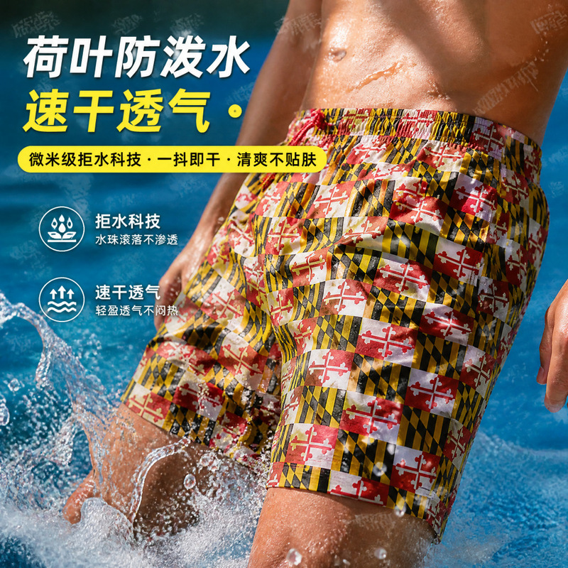 Loose, comfortable, quick-drying men's beach shorts for seaside surfing and vacation, printed shorts, direct from the manufacturer Loose, comfortable, quick-drying men's beach shorts for seaside surfing and vacation, printed shorts, direct from the manufacturer