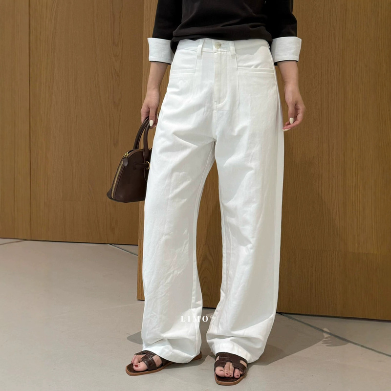 LIMO Thirteen Lines Autumn New Style Casual Commuting Minimalist Tencel Cotton Straight Slimming Straight-Pocket Trousers for Women