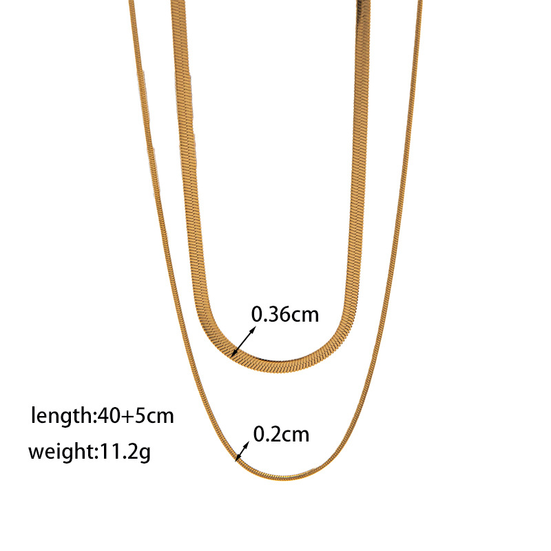 【XKN0489】블레이드 + 라운드 스네이크 목걸이 골드