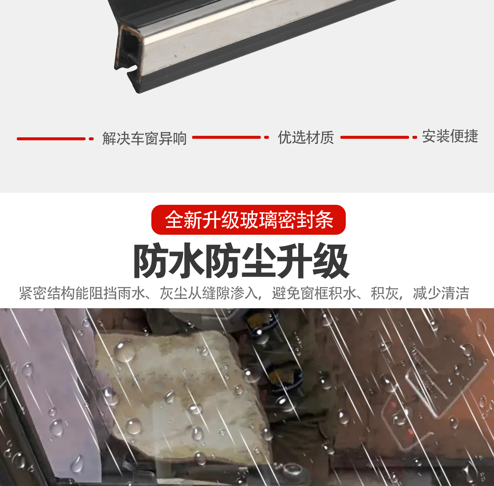 Water-Blocking Glass Sealing Strip for Three-Wheeled and Four-Wheeled Vehicles, Hand-Cranked Electric Sealing Strip, Waterproof Sealing Strip, Windproof Sealing Strip