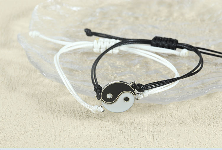 Unisex Gender Chinoiserie Marine Style Tai Chi Acrylic Alloy Polyester Woven Chain String Bracelets Wholesale