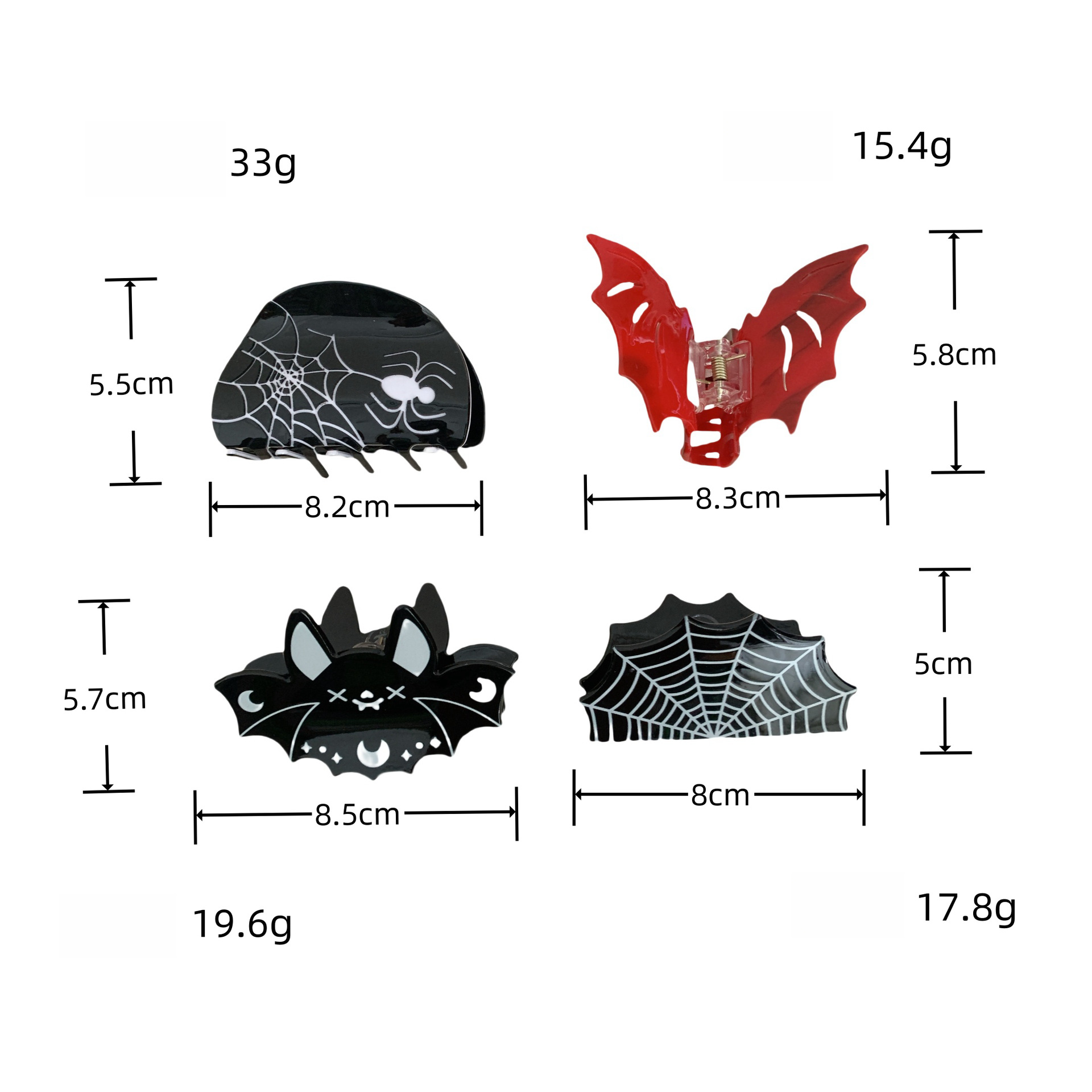 33g Weight Hair Claws Hair Accessories Type 1 Piece Quantity Holiday, Daily Occasion Acetic acid sheets Material Halloween Simple Style Women's Bat Butterfly Acetic Acid Sheets Hair Claws