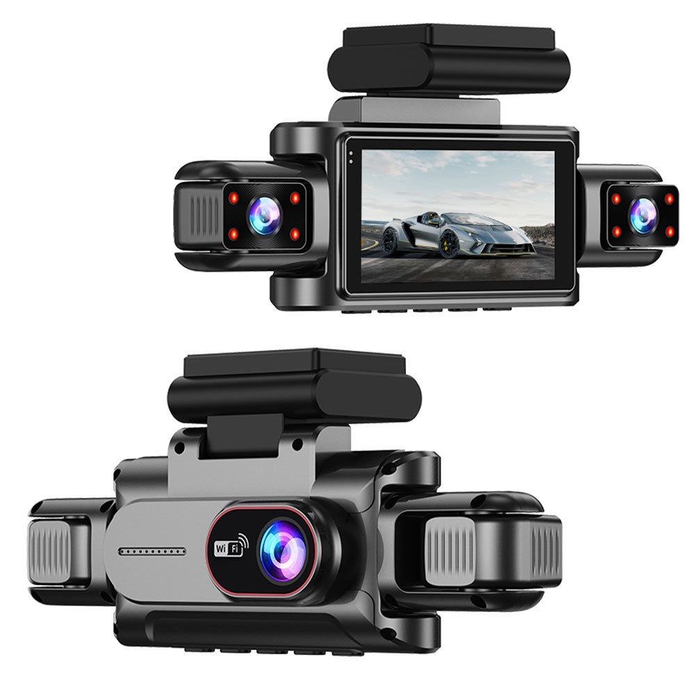 Cross-Border 3.0inch Hd Dash Cam with Four Cameras, Wifi Mobile Phone Connectivity, High-Definition Night Vision, Four-Lens Video Recording