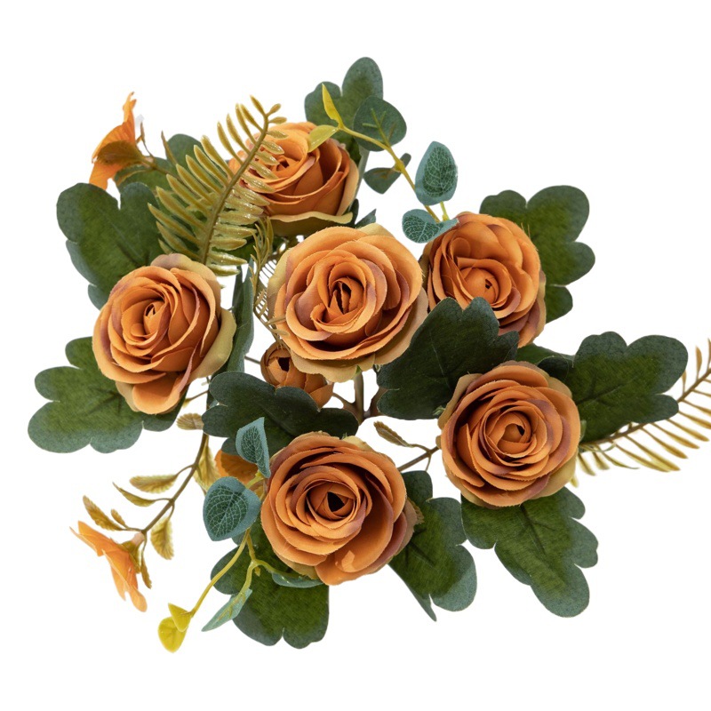 Suministro transfronterizo de otoño artificial Rosa ramo de flores artificiales sala de estar decoración de la boda artesanía flor falsa al por mayor