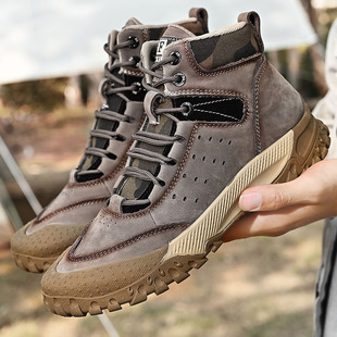 Men's Hiking Shoes Non-slip Lightweight Breathable Wear-resistant Leather Mountain Climbing Shoes for Autumn and Winter Outdoor Travel Off-road Desert Hiking Shoes