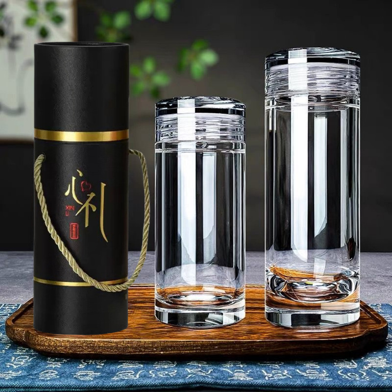 East China Sea Raw Ore Natural Crystal Cup Car Cup Office Cup High-End Crystal Glass Tea Cup Gift Box 500ml