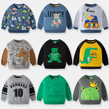 2025儿童秋冬季男童套头衫卡通图案纯棉宝宝新款针织上衣一件代发