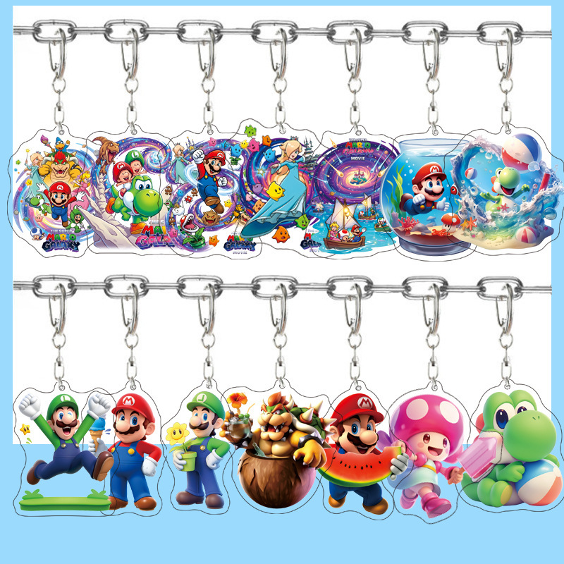Super Mario Galaxy Movie Princess Peach Luigi Toad Acrylic Keychain Pendant