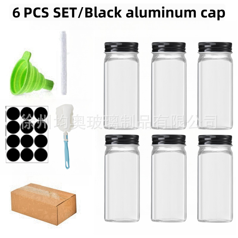 Juego de frascos de condimentos de vidrio con tapa de madera de bambú o acacia, elegante set de cocina