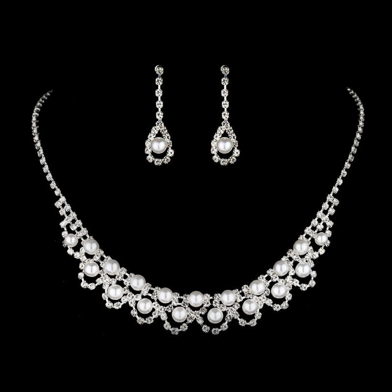 Серебряные украшения, серьги из жемчуга, ожерелье и браслет, роскошный комплект для невесты, европейский стиль, 3 предмета