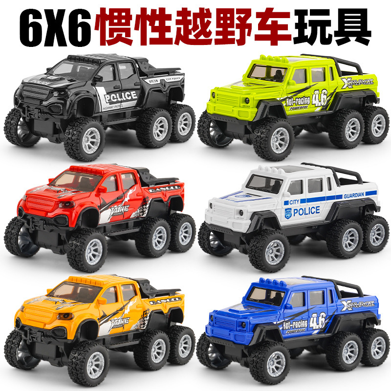 Cross-Border Boy Toy Inertia Off-Road Vehicle Six-Wheel Pickup Police Car Simulation Jeep Model Car Toy Wholesale Cross-Border Boy Toy Inertia Off-Road Vehicle Six-Wheel Pickup Police Car Simulation Jeep Model Car Toy Wholesale