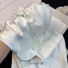 韩系高级感碎花V领冰丝睡衣女夏季2025新款大码舒适家居服睡裙潮