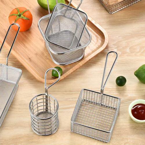 Stainless steel 304 French fries basket fried food plate serving fried chicken creative snack plate French fries basket fried chicken basket