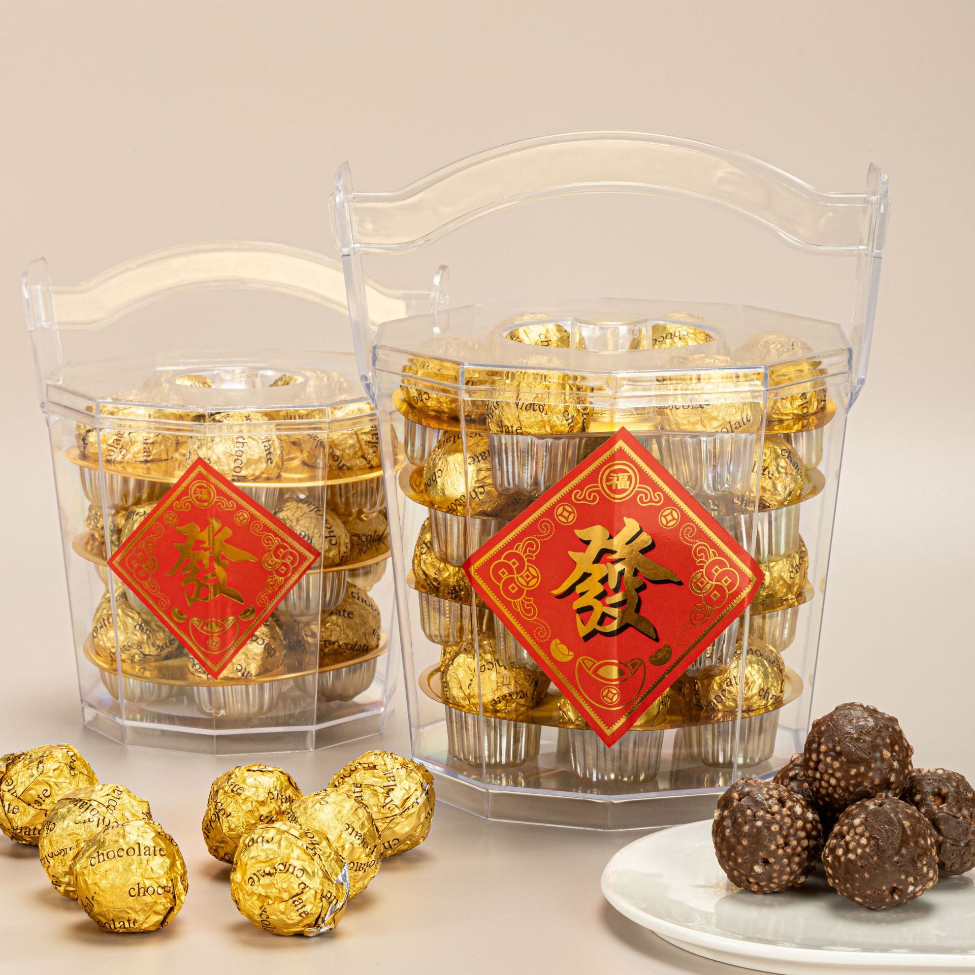 一桶金夹心巧克力金沙球恭喜发财节日贡品招财拜财神祈福伴手礼盒