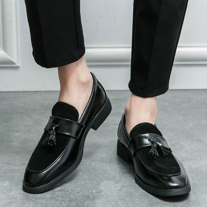 Zapatos de cuero de punta para hombres tendencia británica un pedazo de ropa de negocios transpirable zapatos de beans zapatos de hombre casuales image 3