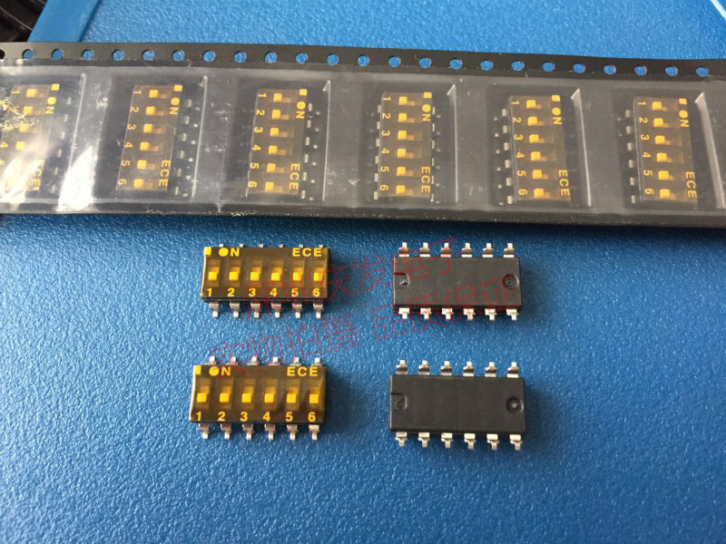 原装台湾ECE ESD106 6P 拨码开关 6位 贴片2.54mm 平拨编码拨动