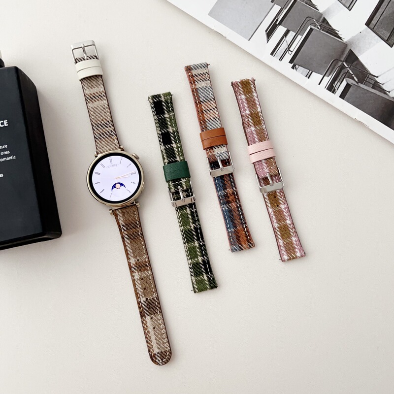 Vintage Plaid Strap For Huawei GT4 Watch Watch4/GT3Pro Strap Samsung Watch Strap Fashion