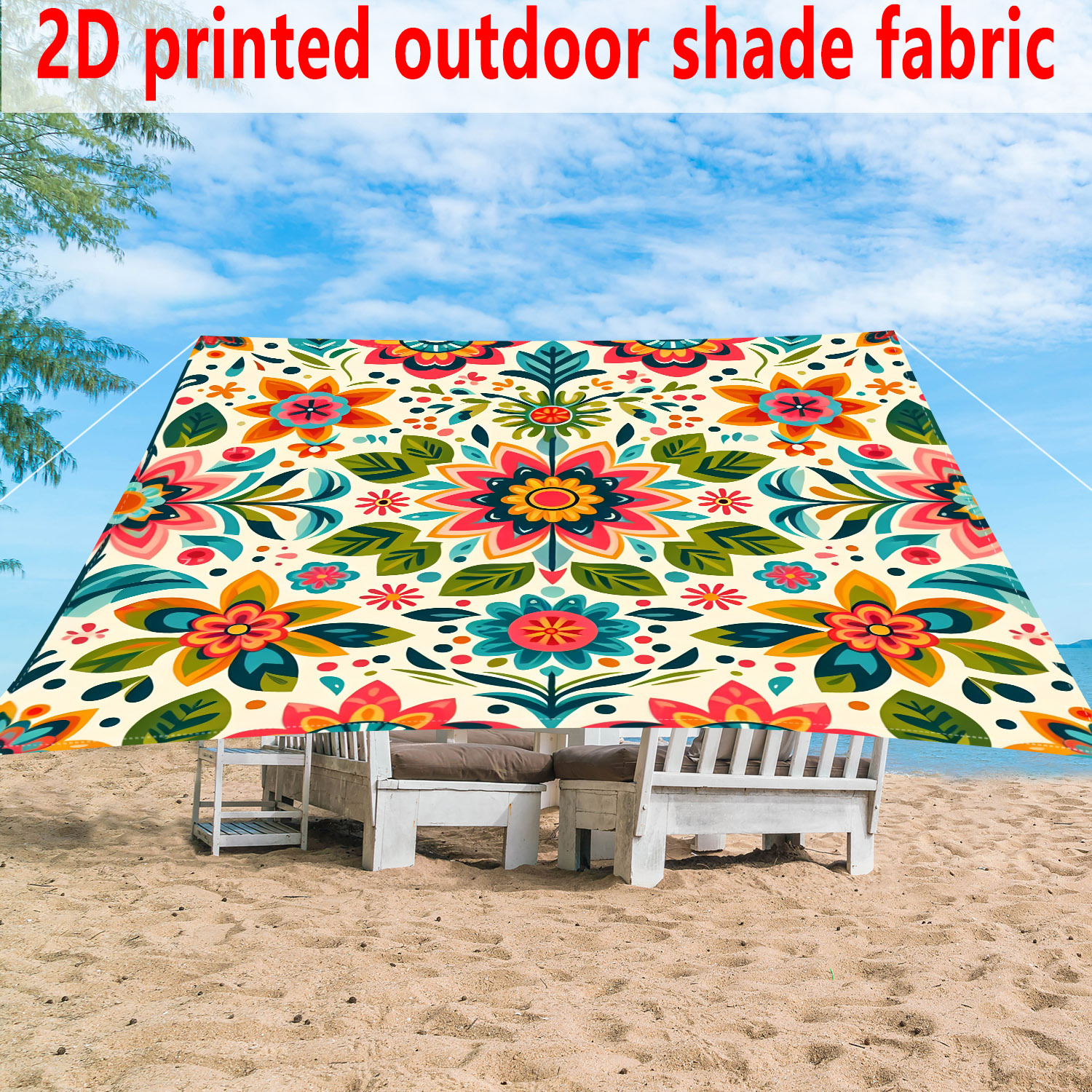 TEMU's popular Bohemian mandala flower sunshade, outdoor canopy, sunshade fabric, cross-border sunshade curtain
