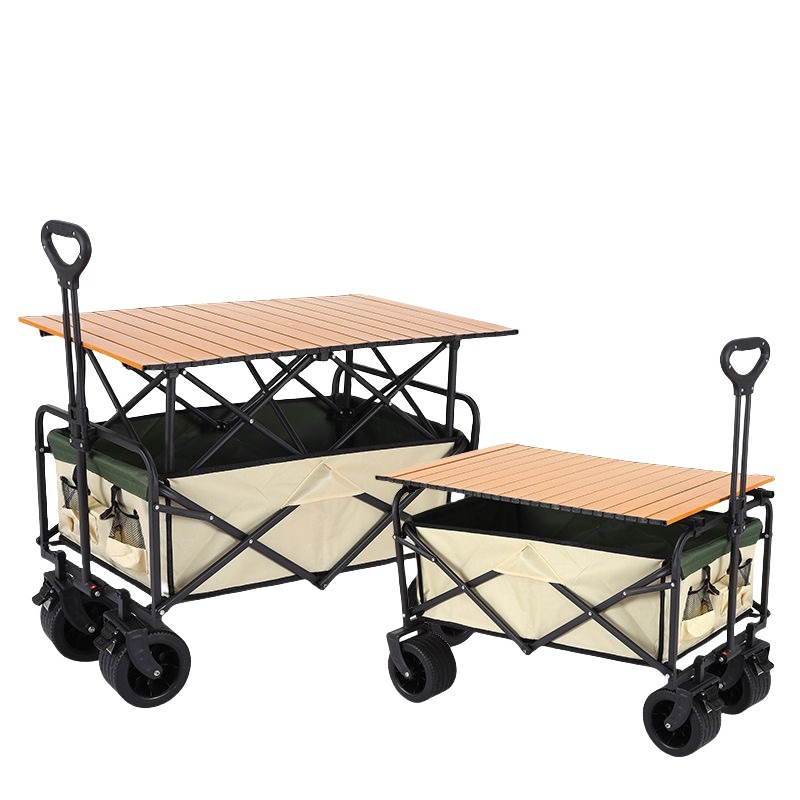 Camping Trolley Foldable Outdoor Picnic Hand-pulled Cart Wagon_voghion.com