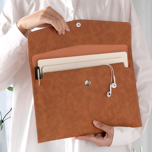 Business pu leather multifunctional file bag waterproof thickened file bag A4 large capacity office file bag customization