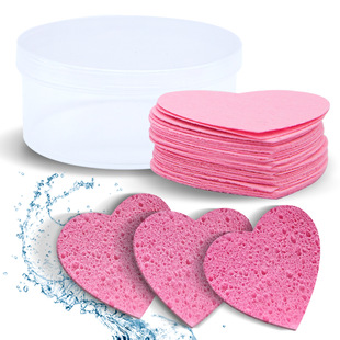 Cross-Border Spot Heart-Shaped Facial Cleansing Sponge Spa Natural Cellulose Compressed Facial Cleansing Sponge Soft Towel