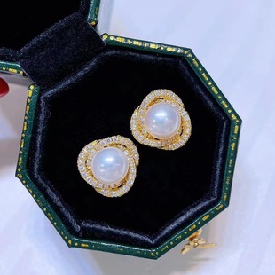 Dan Tao Jewelry S925 Silver Needle Earrings Natural Steamed Bread Pearl Jewelry Diamond Round Heart Flower Series Earrings