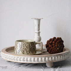 French vintage style wood bead tray American country home use tea tray cafe restaurant display tray round storage tray