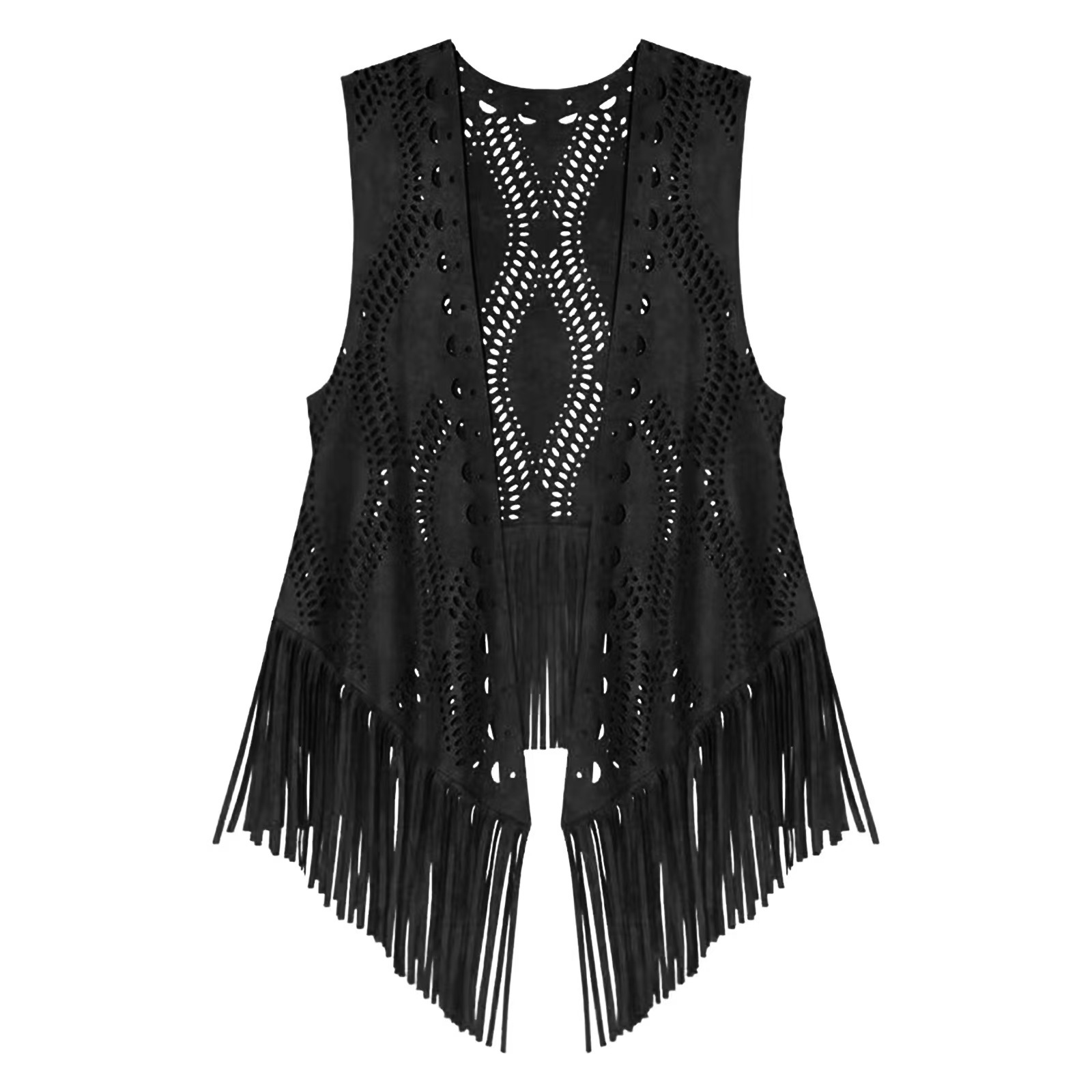 Cross-Border Foreign Trade Summer New Suede Tassel Vest Women's Thin Retro Fashion Waistcoat Travel Outer Tassel 4