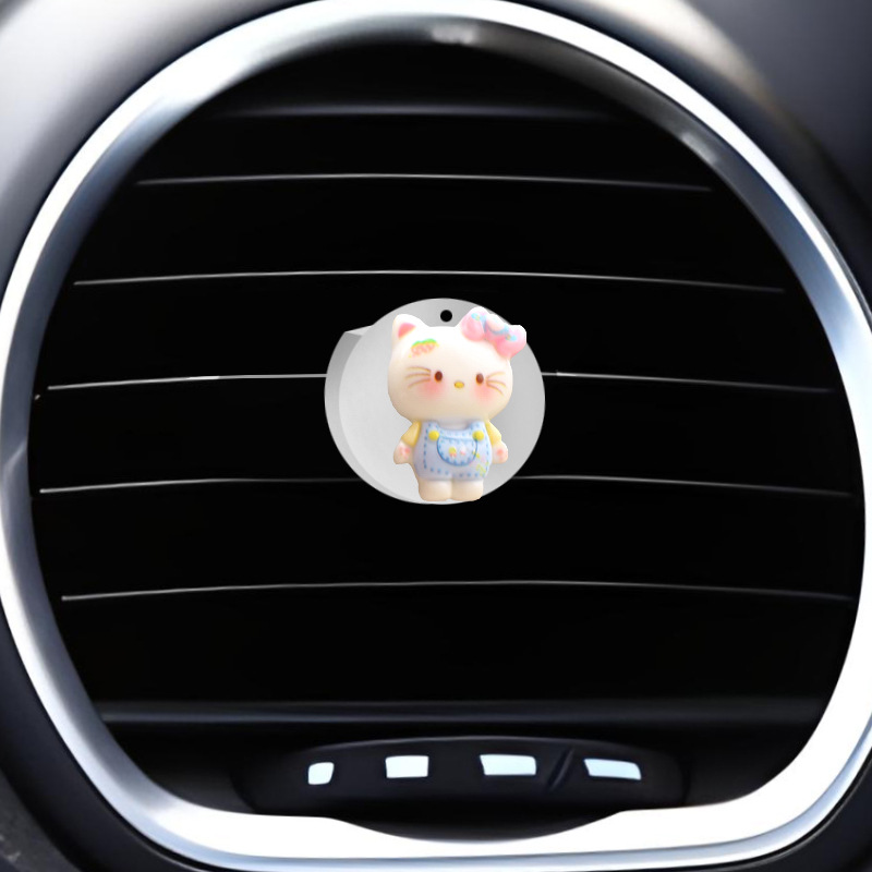 Clip de salida de aire de coche pequeño gato resina aromaterapia de coche perfume de coche adornos de dibujos animados accesorios de decoración suministros de coche