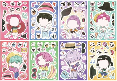 Cartoon children's sticker, stickers, does not require cutting, scheduler