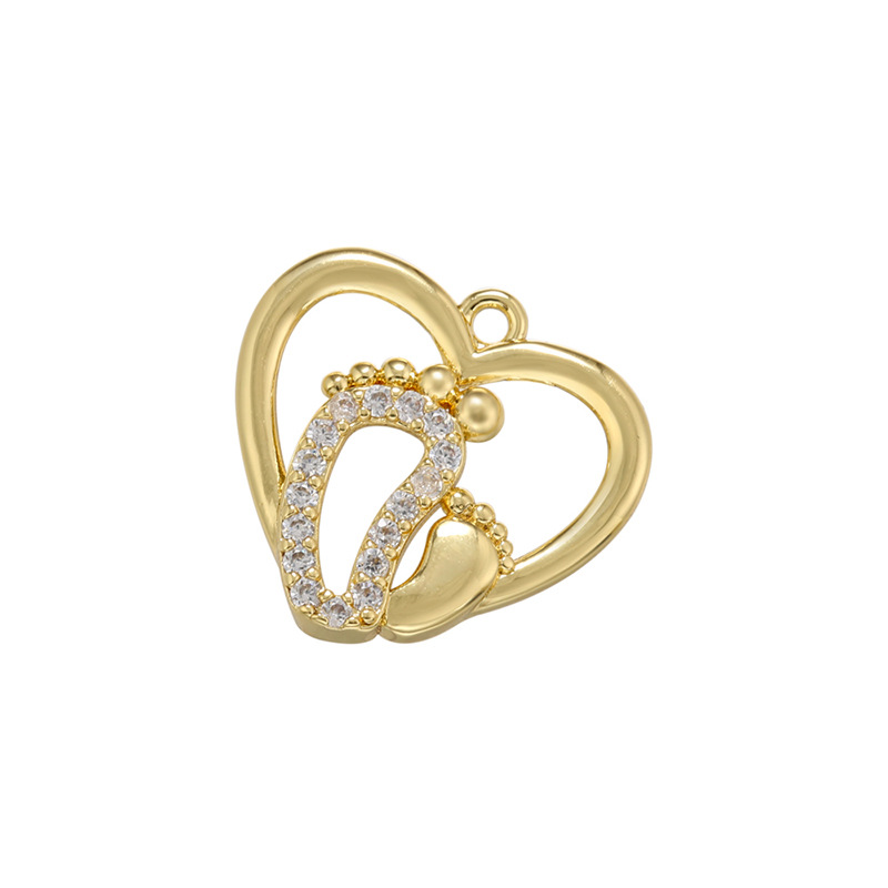 2g Weight Pendant Jewelry Making Type Zircon Inlay Material DIY Jewelry Accessories Classification 1 Piece Quantity Brass Material Letter, Heart Shape Pattern Plating, Inlay Design Simple Style Style 1 Piece Brass Zircon Letter Heart Shape Pendant 5