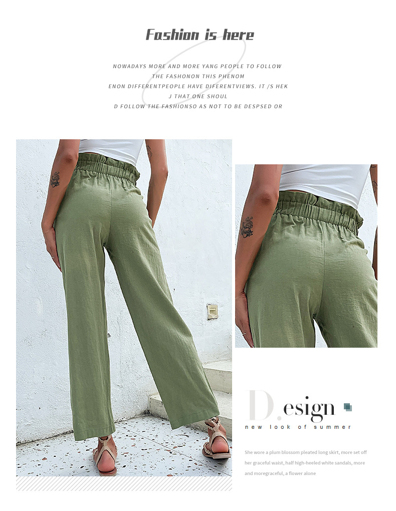 Solid Color Nine-point Straight Pocket Casual Pants_voghion.com