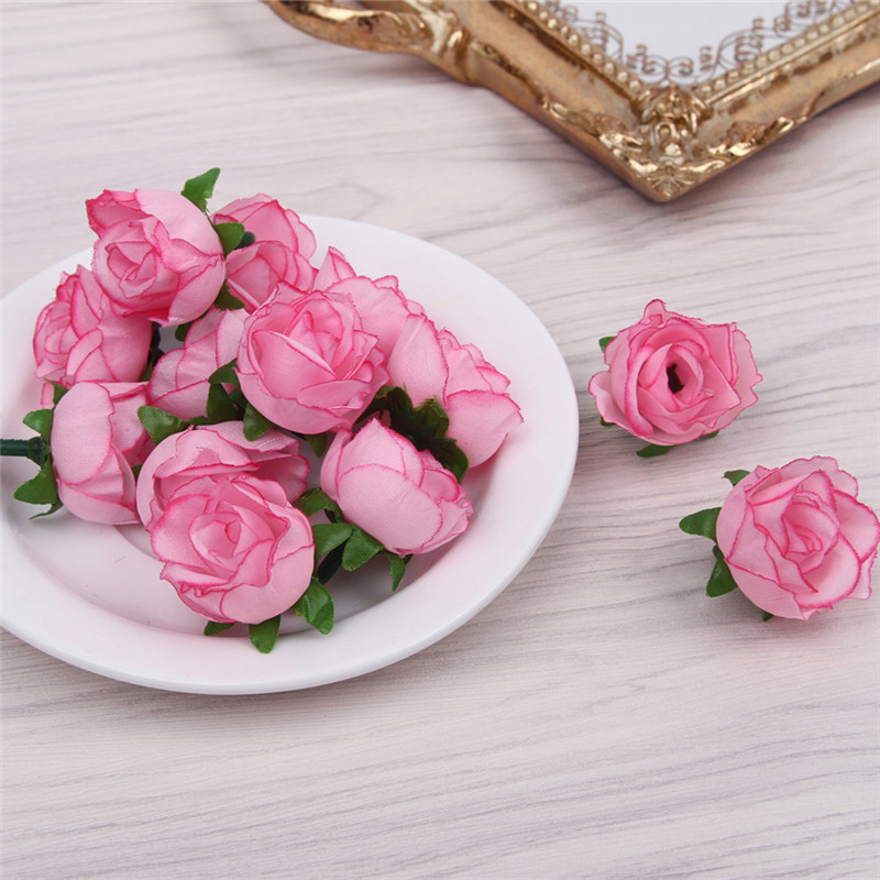 Artificial Rose Flower Wholesale Wedding Candies Box Gift Decoration Small Rose Bud Flower Wall Garland Corsage Flower Arrangement