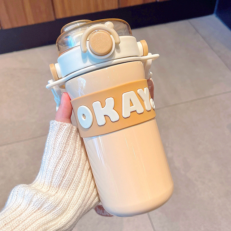 個性アルファベット保温カップ携帯ストローコップ男子女子学生コップ学生運動水筒高颜値双飲|undefined