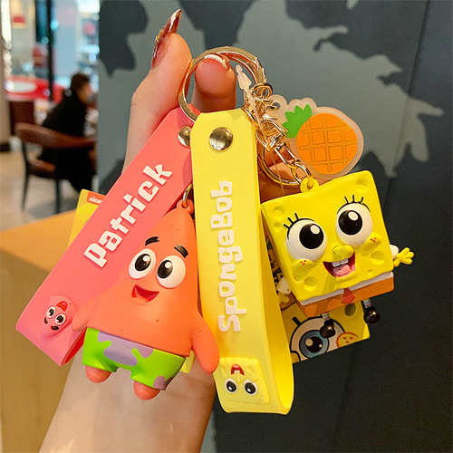 New SpongeBob SquarePants Keychain Charm Cute Patrick Star Figure Keychain Couple Bag Charm Small Gift