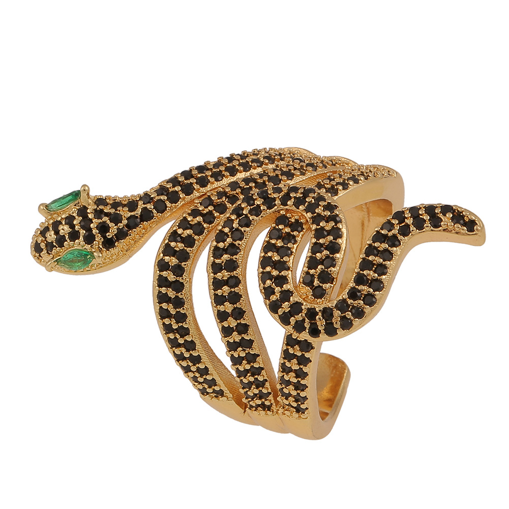 vintage cobra shaped copper inlaid zircon ring wholesale nihaojewelry