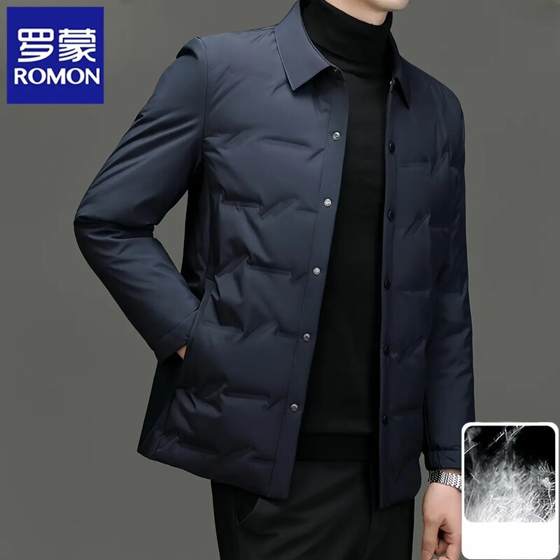 Romon/Romon Off-Season Clearance down Jacket Men's Jacket Autumn and Winter Business Lapel Lightweight Casual Jacket
