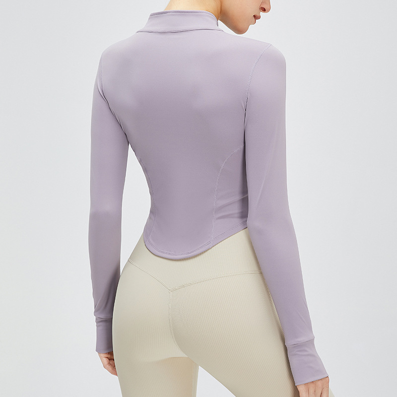 Otoño nuevo SLIM-Fit corto abrigo deportivo de las mujeres ropa de fitness desnuda superior Adelgazar cuerpo que forma la cremallera yoga abrigo