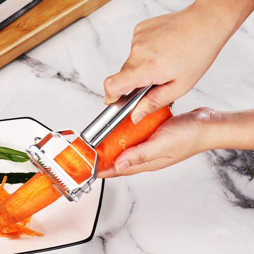 Stainless steel double-headed peeling knife, grater, multifunctional peeler, two-in-one household fruit melon peeling tool