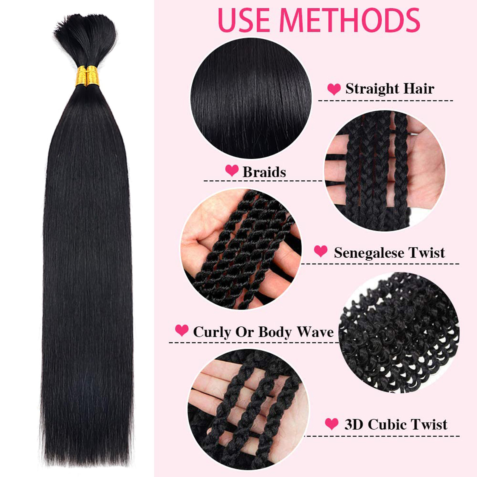 Cheveux humains avec couleur naturelle Extension de cheveux sans couture Perruque transfrontalière Invisible Cheveux longs et raides Cheveux humains en vrac_voghion.com