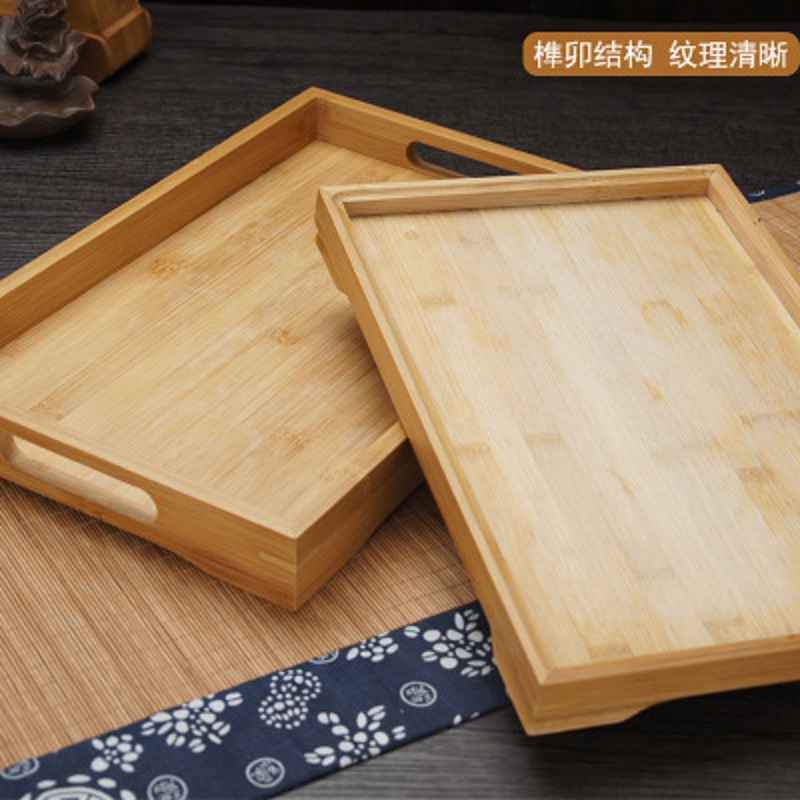Suministro de fábrica bandeja de té de bambú puro bandeja de té rectangular bandeja de almacenamiento de hotel bandeja de té japonés de tamaño pequeño grande image 3