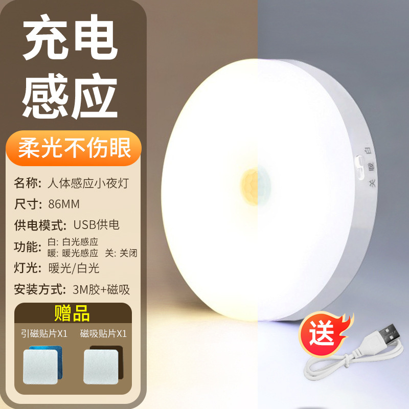 2024 nueva lámpara de inducción del cuerpo humano iluminación automática de noche pasillo doméstico control de voz inteligente carga de luz de noche